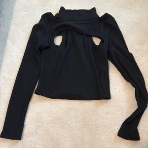 Black Bell Sleeve Cut-Out Bodysuit